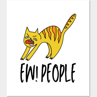 Ew People Cat, Funny Introvert Cat Lover Design Posters and Art